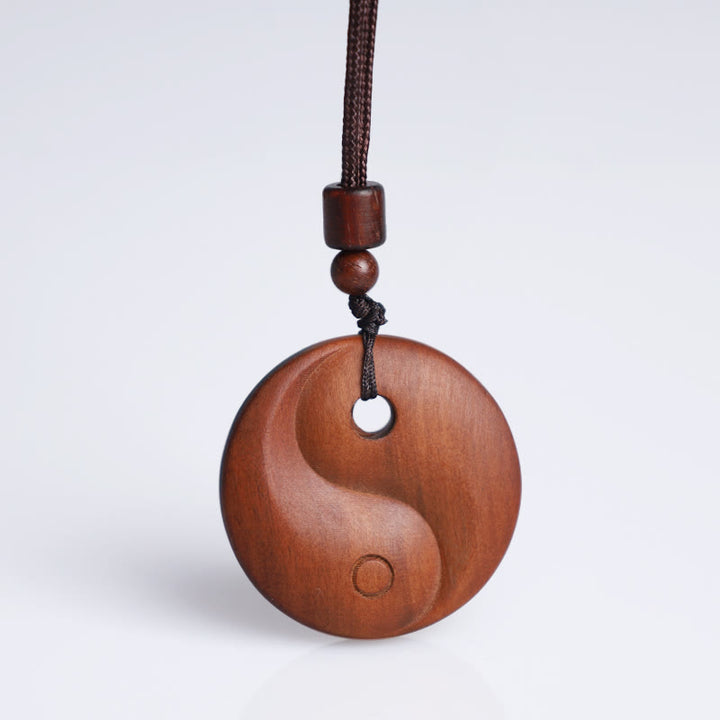 Buddha Stones Lightning Struck Jujube Wood Yin Yang Luck Protection Necklace Pendant - image 7