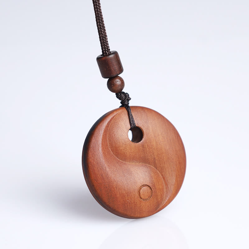 Buddha Stones Lightning Struck Jujube Wood Yin Yang Luck Protection Necklace Pendant - image 8
