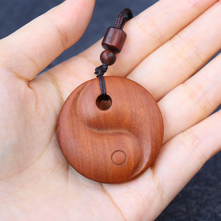 Buddha Stones Lightning Struck Jujube Wood Yin Yang Luck Protection Necklace Pendant - image 6