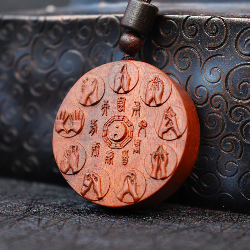 Buddha Stones Lightning Struck Jujube Wood Yin Yang Bagua Mountain Ghosts Spend Money Protection Necklace Pendant - Lightning Struck Jujube Wood - image 0