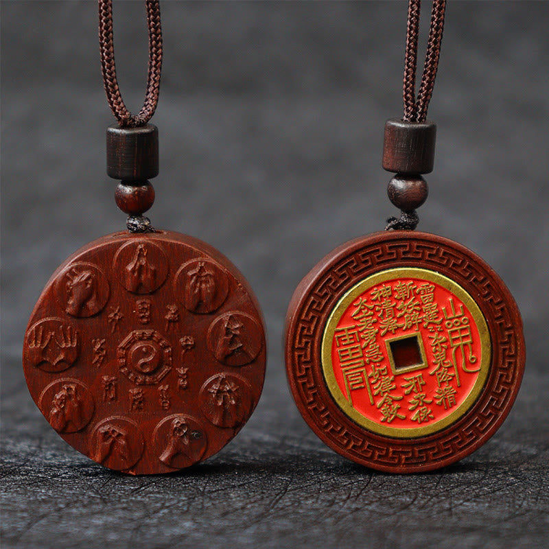 Buddha Stones Lightning Struck Jujube Wood Yin Yang Bagua Mountain Ghosts Spend Money Protection Necklace Pendant - image 1