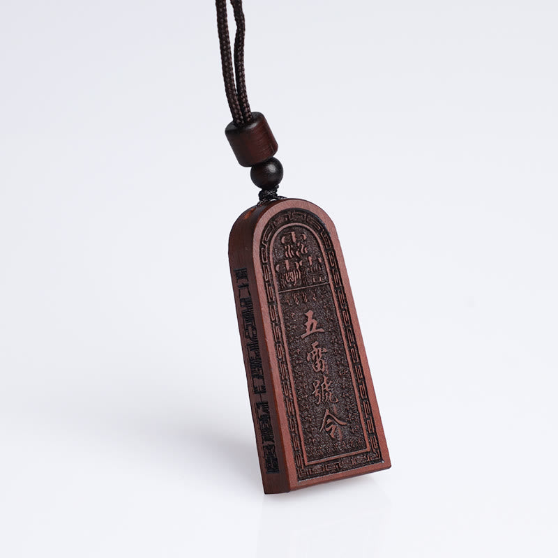 Buddha Stones Lightning Struck Jujube Wood Taoist Five Thunder Order Luck Protection Necklace Pendant - image 9