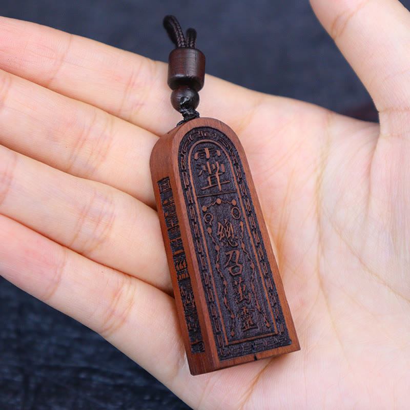 Buddha Stones Lightning Struck Jujube Wood Taoist Five Thunder Order Luck Protection Necklace Pendant - image 7
