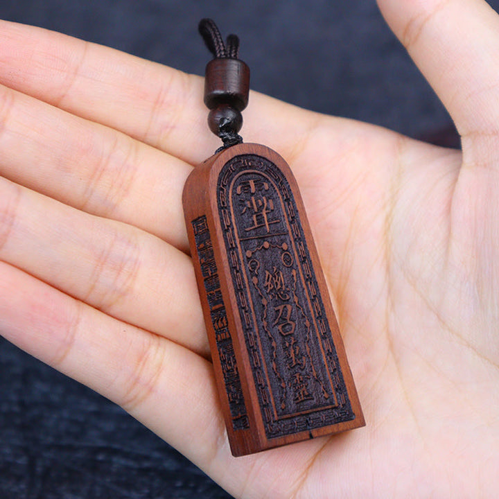 Buddha Stones Lightning Struck Jujube Wood Taoist Five Thunder Order Luck Protection Necklace Pendant - image 7