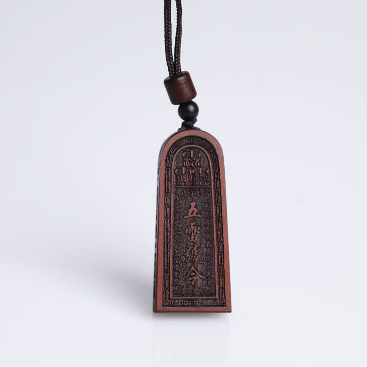 Buddha Stones Lightning Struck Jujube Wood Taoist Five Thunder Order Luck Protection Necklace Pendant - image 8
