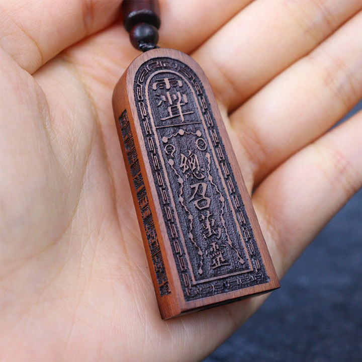 Buddha Stones Lightning Struck Jujube Wood Taoist Five Thunder Order Luck Protection Necklace Pendant - image 6