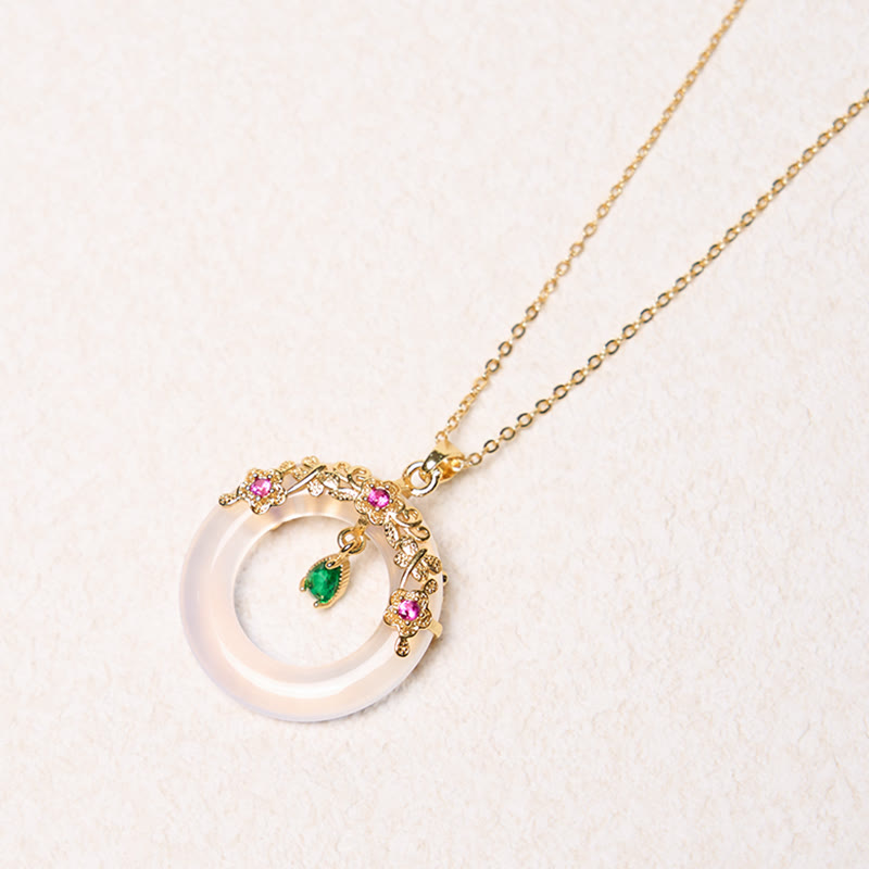 Buddha Stones Green Chalcedony Peace Buckle Design Strength Necklace Pendant - image 23