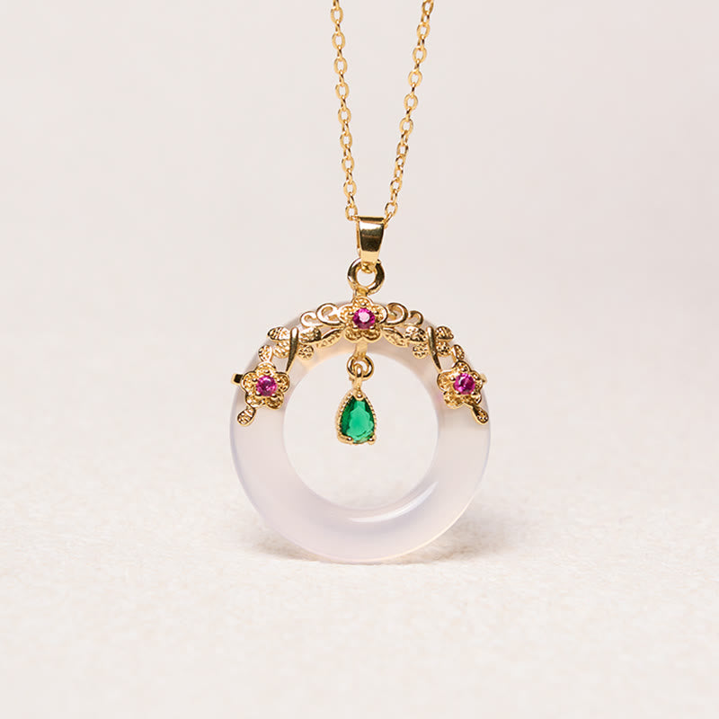 Buddha Stones Green Chalcedony Peace Buckle Design Strength Necklace Pendant - image 22