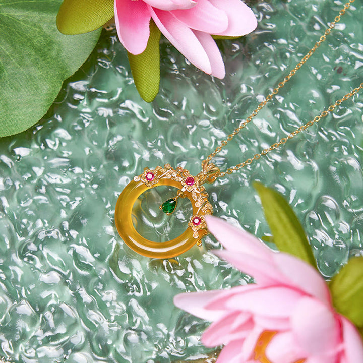 Buddha Stones Green Chalcedony Peace Buckle Design Strength Necklace Pendant - image 30