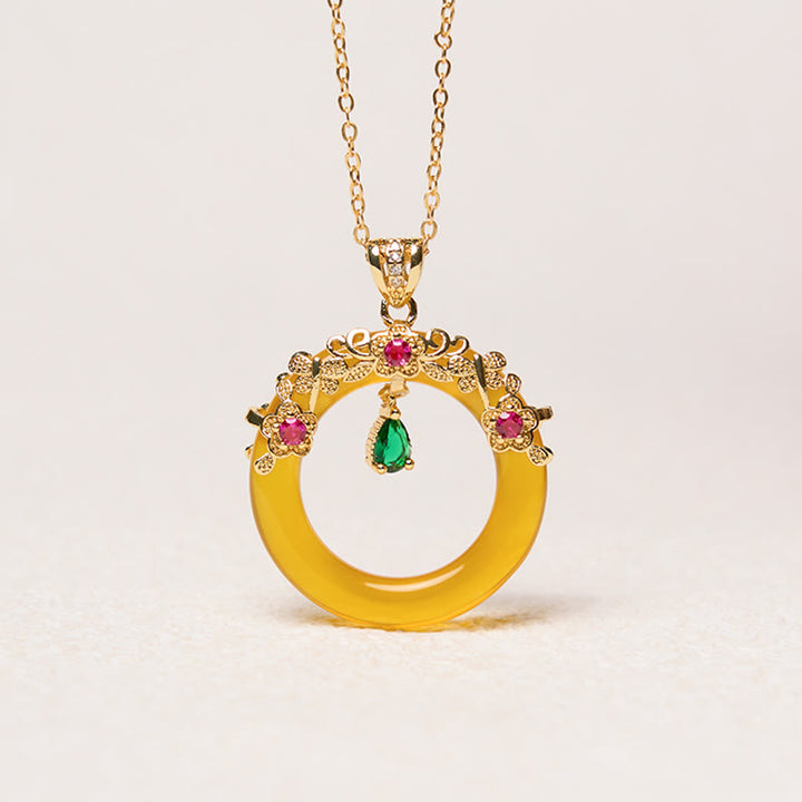 Buddha Stones Green Chalcedony Peace Buckle Design Strength Necklace Pendant - image 29