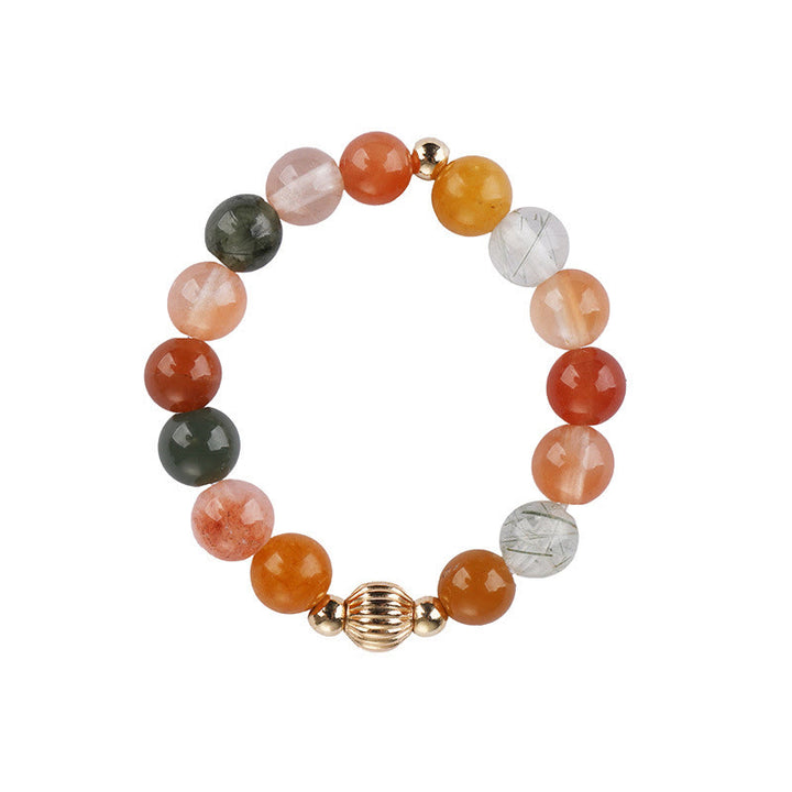 Buddha Stones 14k Gold Plated Copper Fu Lu Shou Crystal Peach Moonstone Happiness Wealth Ring - image 5