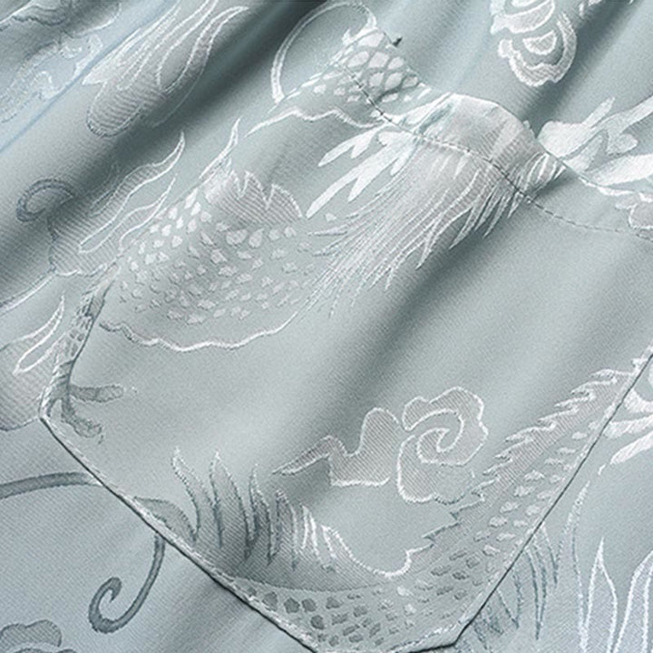 Buddha Stones Dragon Pattern Tang Suit Hanfu Traditional Uniform Short Sleeve Top Pants Clothing Men's Set - image 10