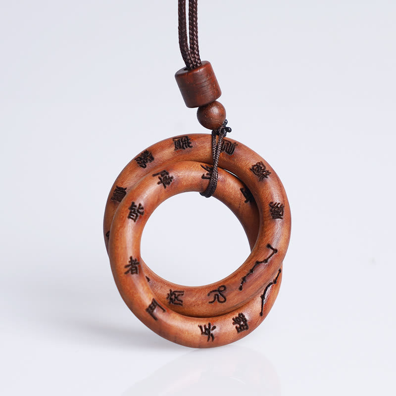 Buddha Stones Lightning Struck Jujube Wood Taoist Yin Yang Ring Qiankun Circle Leizu Taboo Luck Necklace Pendant - image 1