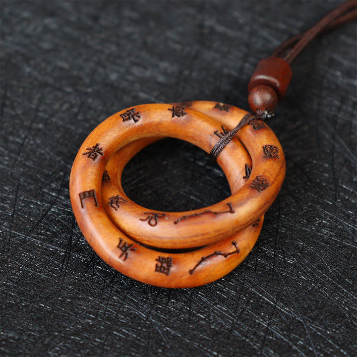 Buddha Stones Lightning Struck Jujube Wood Taoist Yin Yang Ring Qiankun Circle Leizu Taboo Luck Necklace Pendant - image 2