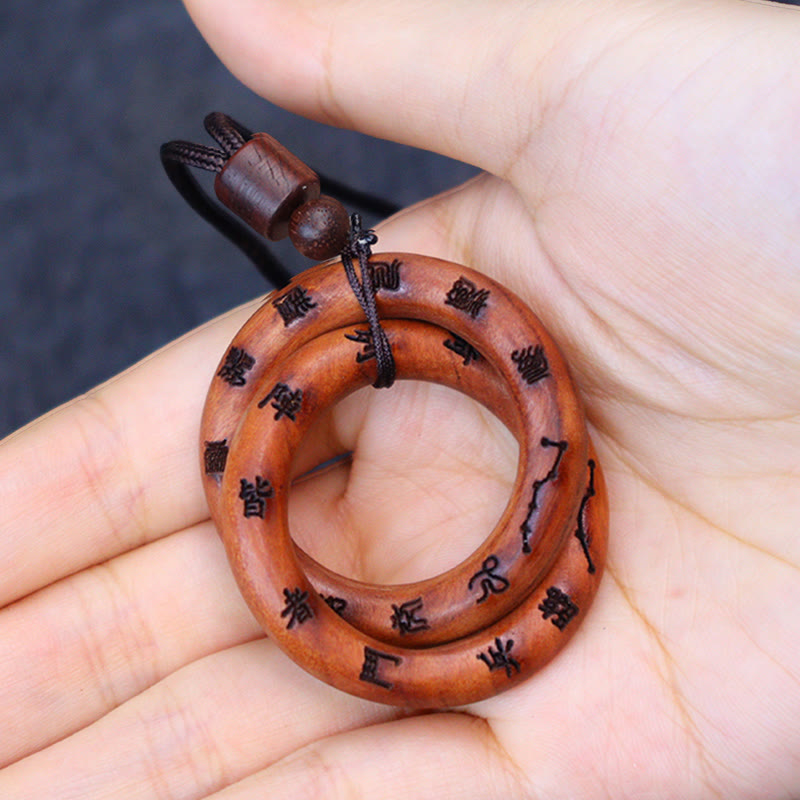 Buddha Stones Lightning Struck Jujube Wood Taoist Yin Yang Ring Qiankun Circle Leizu Taboo Luck Necklace Pendant - image 4
