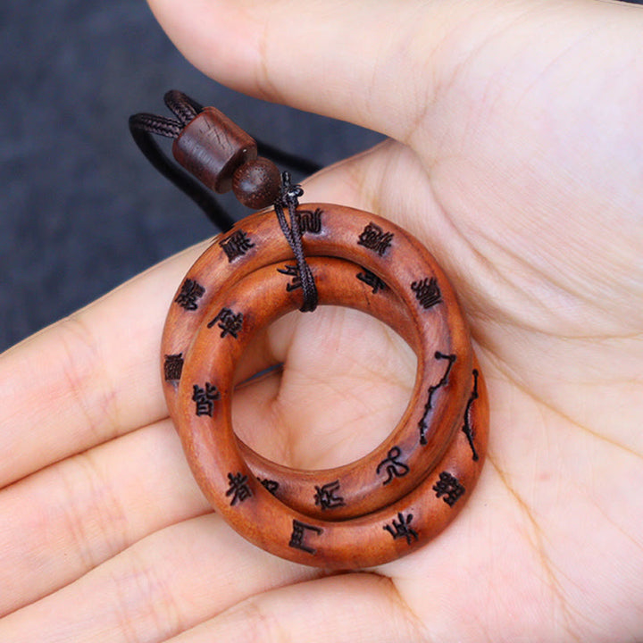 Buddha Stones Lightning Struck Jujube Wood Taoist Yin Yang Ring Qiankun Circle Leizu Taboo Luck Necklace Pendant - image 4