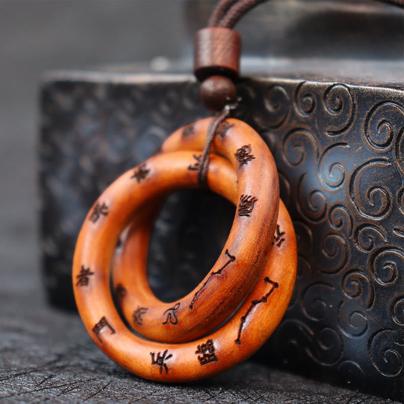 Buddha Stones Lightning Struck Jujube Wood Taoist Yin Yang Ring Qiankun Circle Leizu Taboo Luck Necklace Pendant - image 5