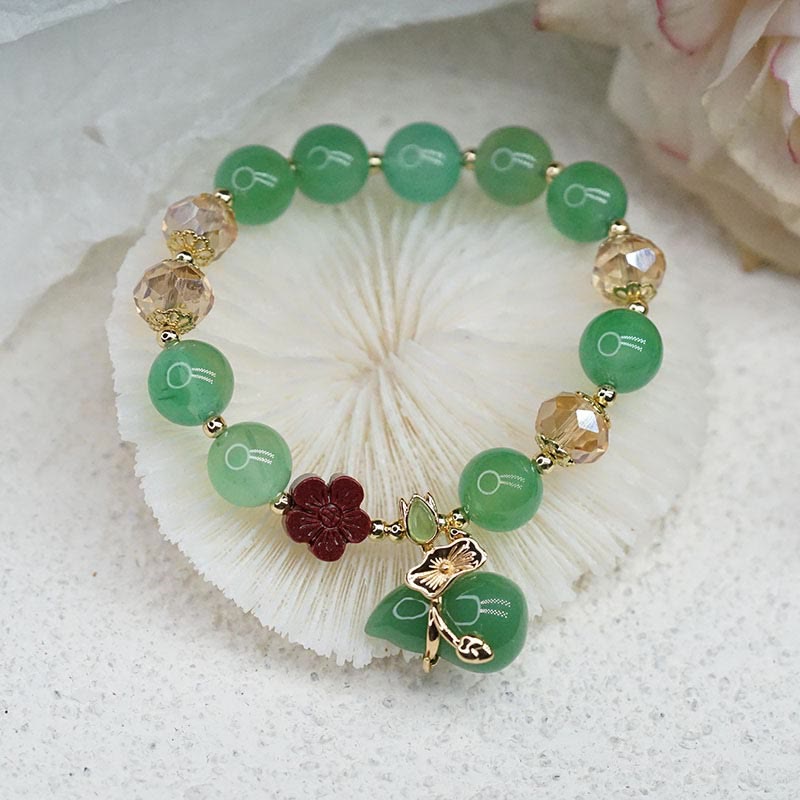 Buddha Stones Natural Red Agate Green Agate Gourd Cinnabar Flower Beads Confidence Bracelet - image 4