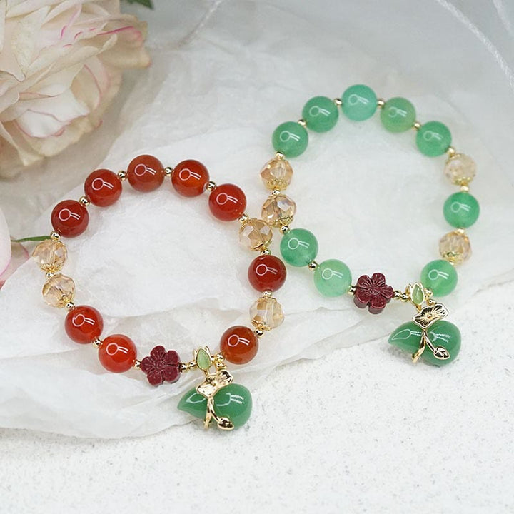 Buddha Stones Natural Red Agate Green Agate Gourd Cinnabar Flower Beads Confidence Bracelet - image 15