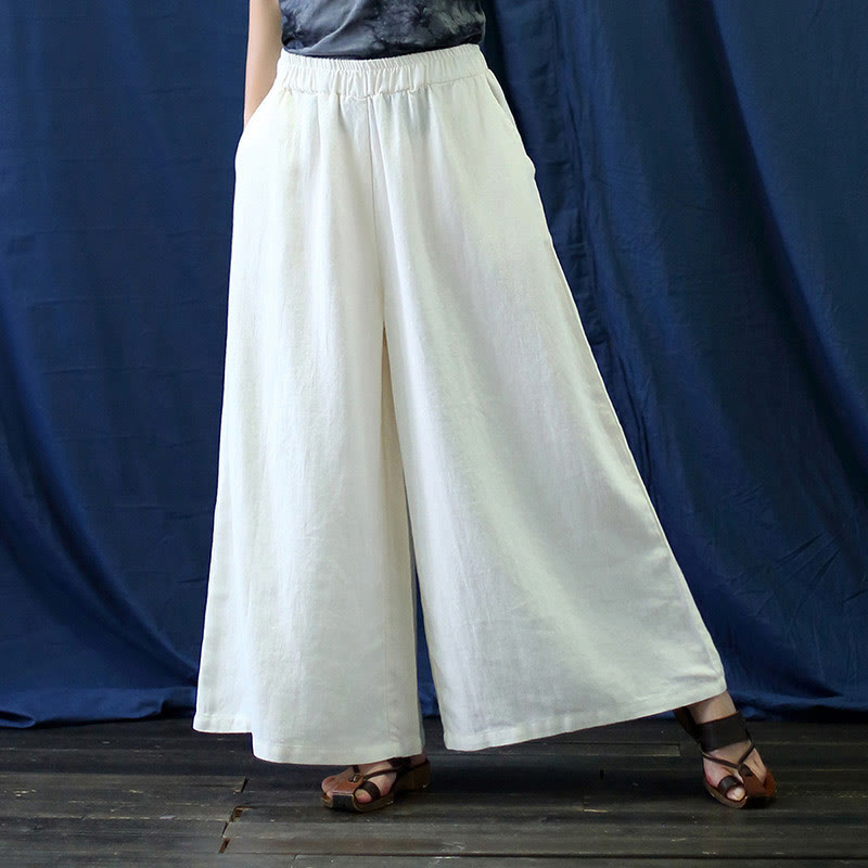 Buddha Stones Flower Jacquard Midi Dress Long Sleeve Cotton Linen Dress Wide Leg Pants With Pockets - image 50