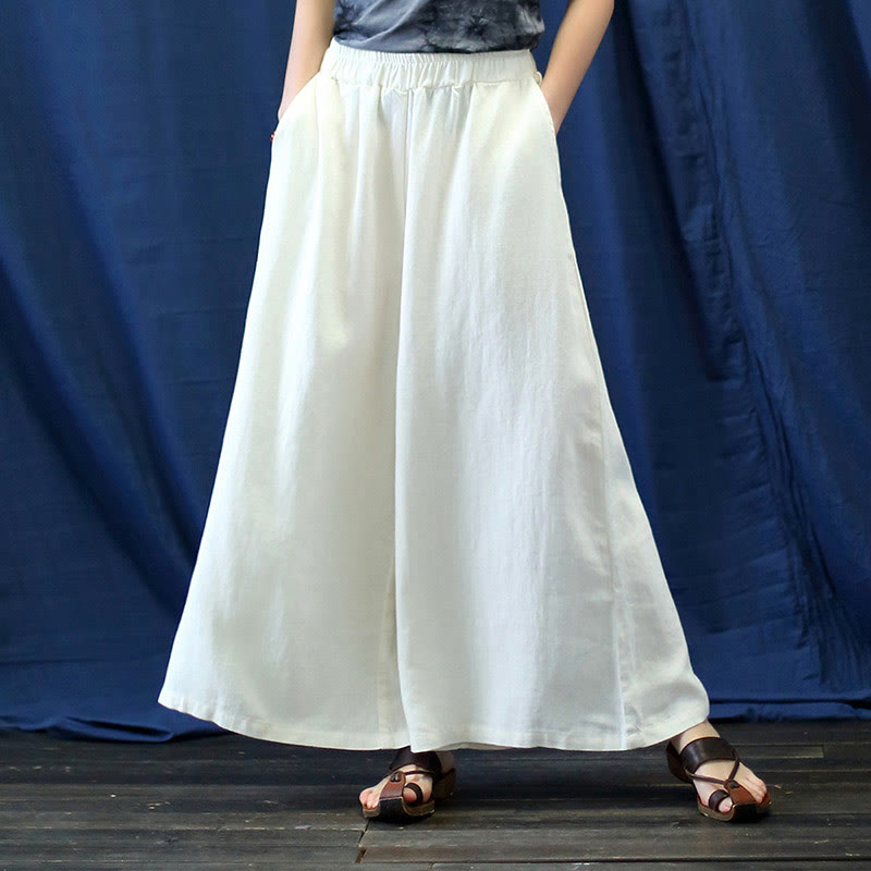 Buddha Stones Flower Jacquard Midi Dress Long Sleeve Cotton Linen Dress Wide Leg Pants With Pockets - image 47