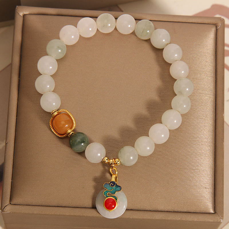 Buddha Stones Jade Auspicious Clouds Red Agate Citrine Prosperity Bracelet - image 3