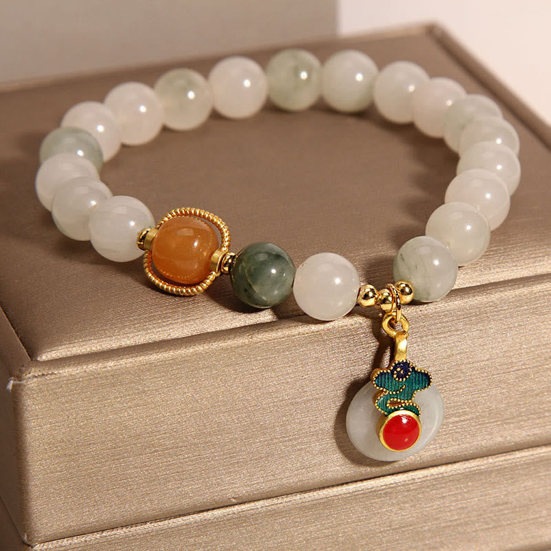 Buddha Stones Jade Auspicious Clouds Red Agate Citrine Prosperity Bracelet - image 1