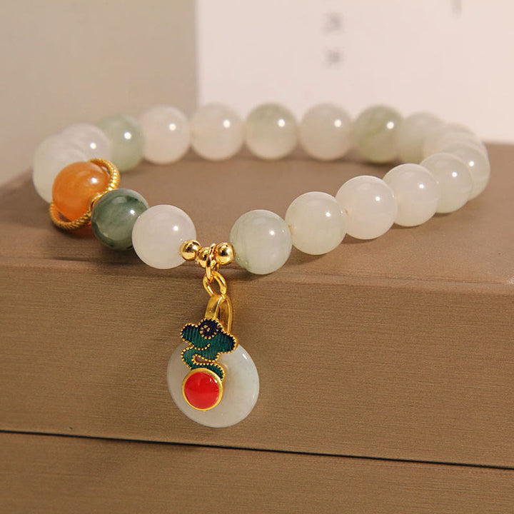 Buddha Stones Jade Auspicious Clouds Red Agate Citrine Prosperity Bracelet - image 2