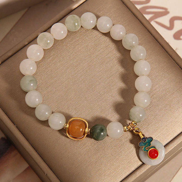 Buddha Stones Jade Auspicious Clouds Red Agate Citrine Prosperity Bracelet - image 4