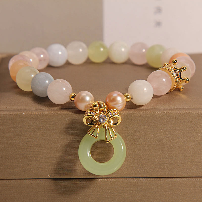 Buddha Stones Morganite Peace Buckle Jade Confidence Bracelet - Morganite(Wrist Circumference 14-16cm) - image 0