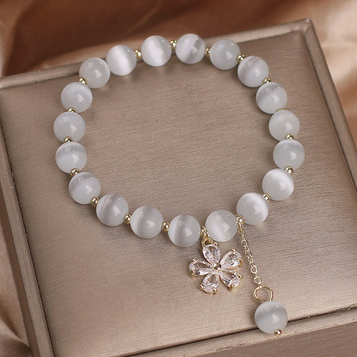 Buddha Stones Cat's Eye Flower Charm Peace Support Bracelet - image 2
