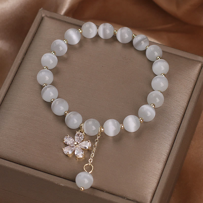 Buddha Stones Cat's Eye Flower Charm Peace Support Bracelet - image 3