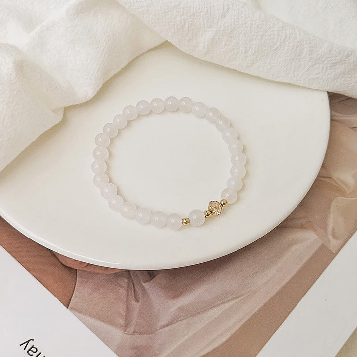 Buddha Stones 14K Gold Plated Copper Aquamarine White Crystal White Agate Blue Crystal Healing Bracelet - White Agate(Wrist Circumference 14-15cm) - image 10
