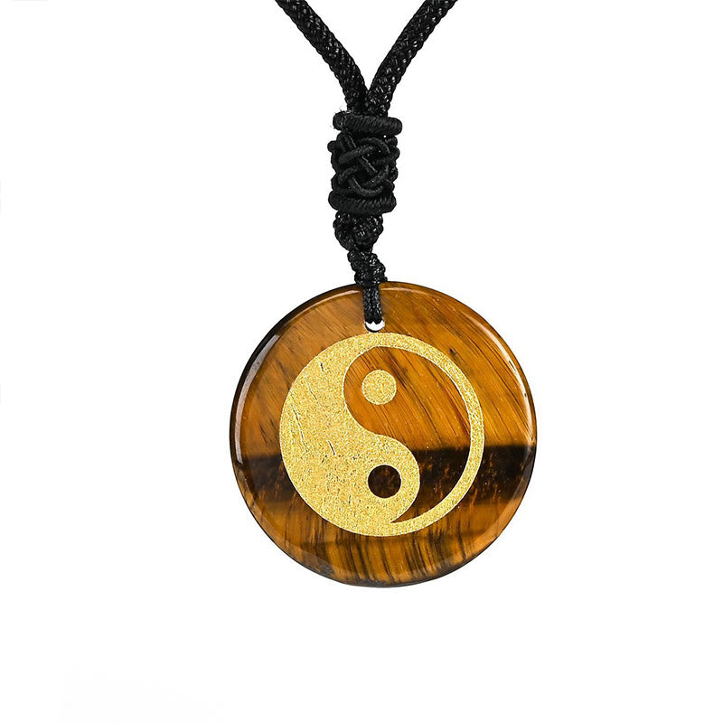 Buddha Stones Various Crystal Amethyst Tiger Eye Green Aventurine Yin Yang Spiritual Necklace Pendant - image 23
