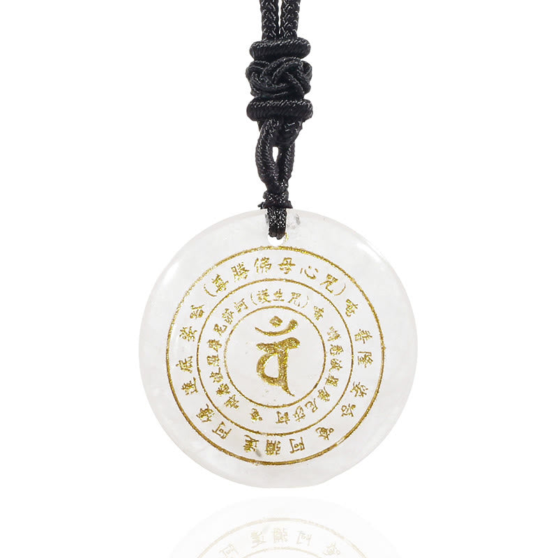 Buddha Stones Vairocana Tathagata Sanskrit Mantra Various Crystal Black Obsidian Green Aventurine Strength Necklace Pendant - image 11