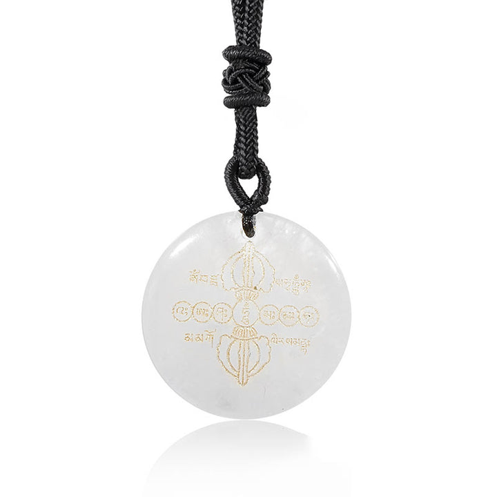 Buddha Stones Vajra Dorje Sanskrit Pattern Natural Various Crystal Black Obsidian Fulfilment Necklace Pendant - image 10