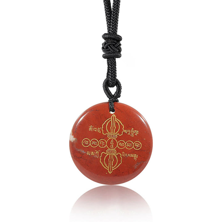 Buddha Stones Vajra Dorje Sanskrit Pattern Natural Various Crystal Black Obsidian Fulfilment Necklace Pendant - image 22