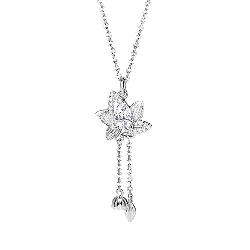 Buddha Stones 925 Sterling Silver Lotus Zircon Enlightenment Necklace Pendant - image 10
