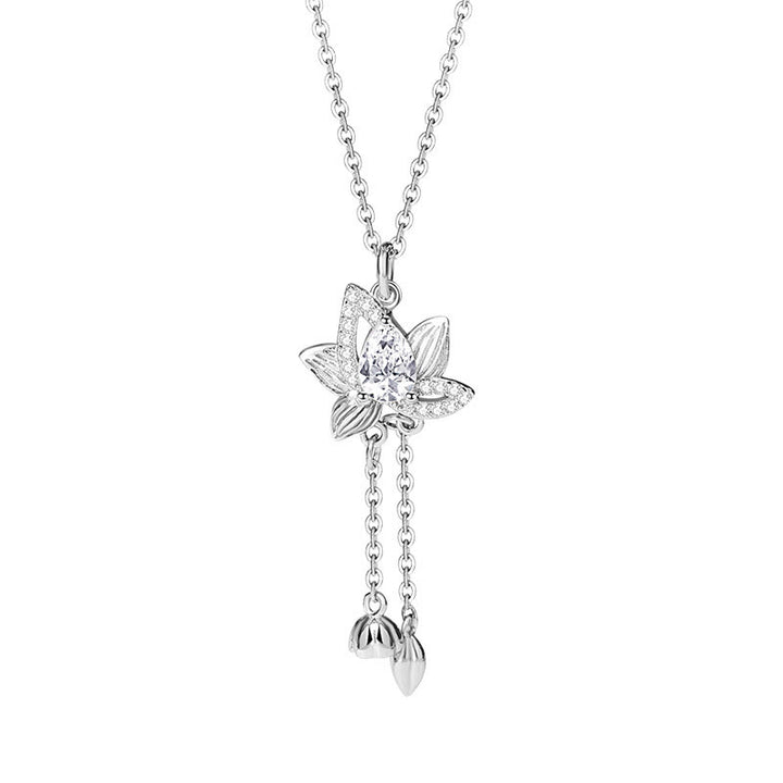 Buddha Stones 925 Sterling Silver Lotus Zircon Enlightenment Necklace Pendant - image 10