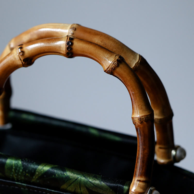 Buddha Stones Bamboo Leaves Butterfly Koi Fish Bamboo Handles Handbag - image 6