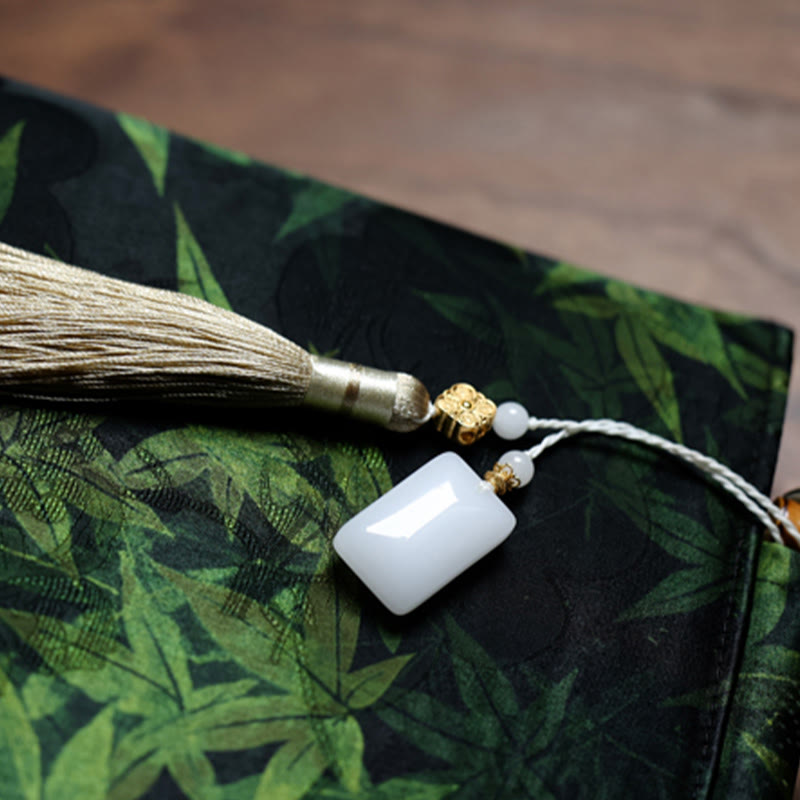 Buddha Stones Bamboo Leaves Butterfly Koi Fish Bamboo Handles Handbag - image 9