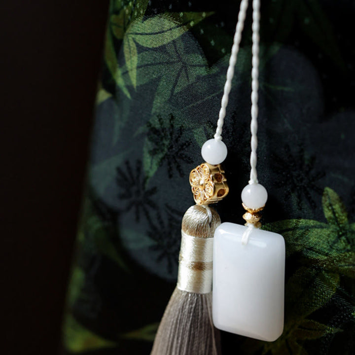 Buddha Stones Bamboo Leaves Butterfly Koi Fish Bamboo Handles Handbag - image 10