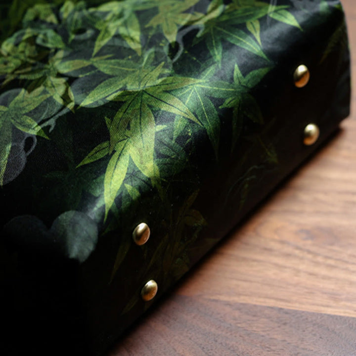 Buddha Stones Bamboo Leaves Butterfly Koi Fish Bamboo Handles Handbag - image 5