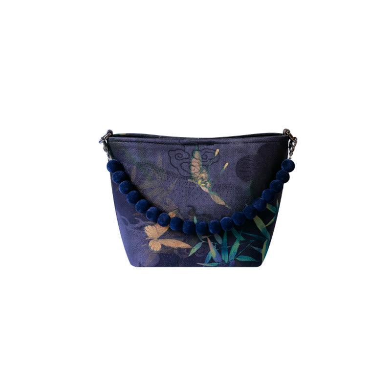 Buddha Stones Small Bamboo Leaves Butterfly Peony Flowers Magpie Metal Chain Crossbody Bag Shoulder Bag Handbag - image 13