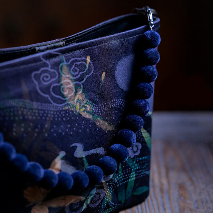 Buddha Stones Small Bamboo Leaves Butterfly Peony Flowers Magpie Metal Chain Crossbody Bag Shoulder Bag Handbag - image 5