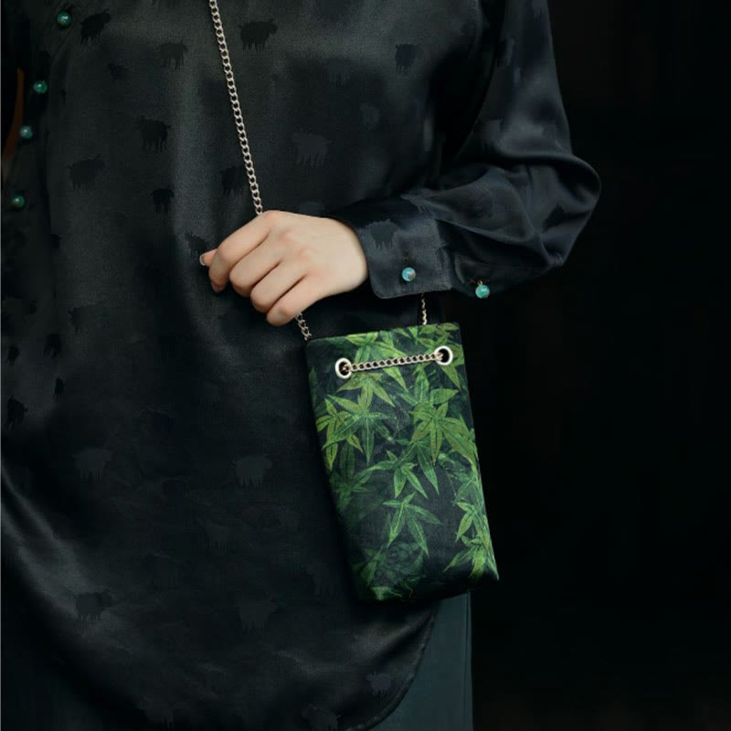 Buddha Stones Small Maple Leaf Persimmon Metal Chain Crossbody Bag Shoulder Bag Cellphone Bag - image 9