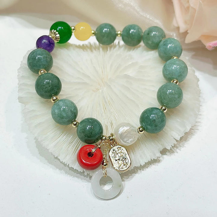 Buddha Stones Jade Red Agate Peace Buckle Charm Confidence Bracelet - image 4