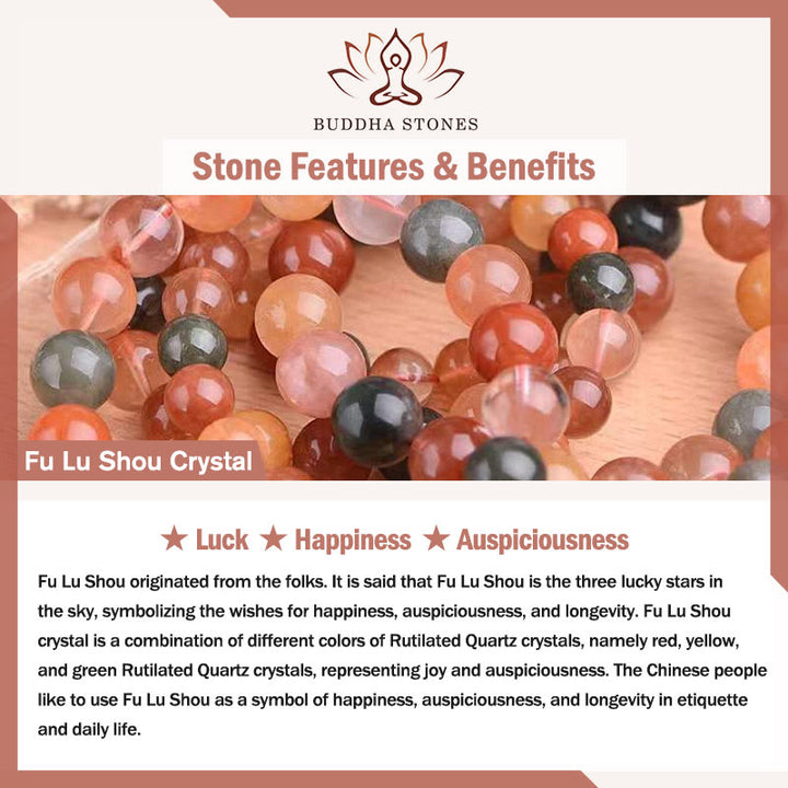 Buddha Stones 14k Gold Plated Copper Fu Lu Shou Crystal Peach Moonstone Happiness Wealth Ring - image 6