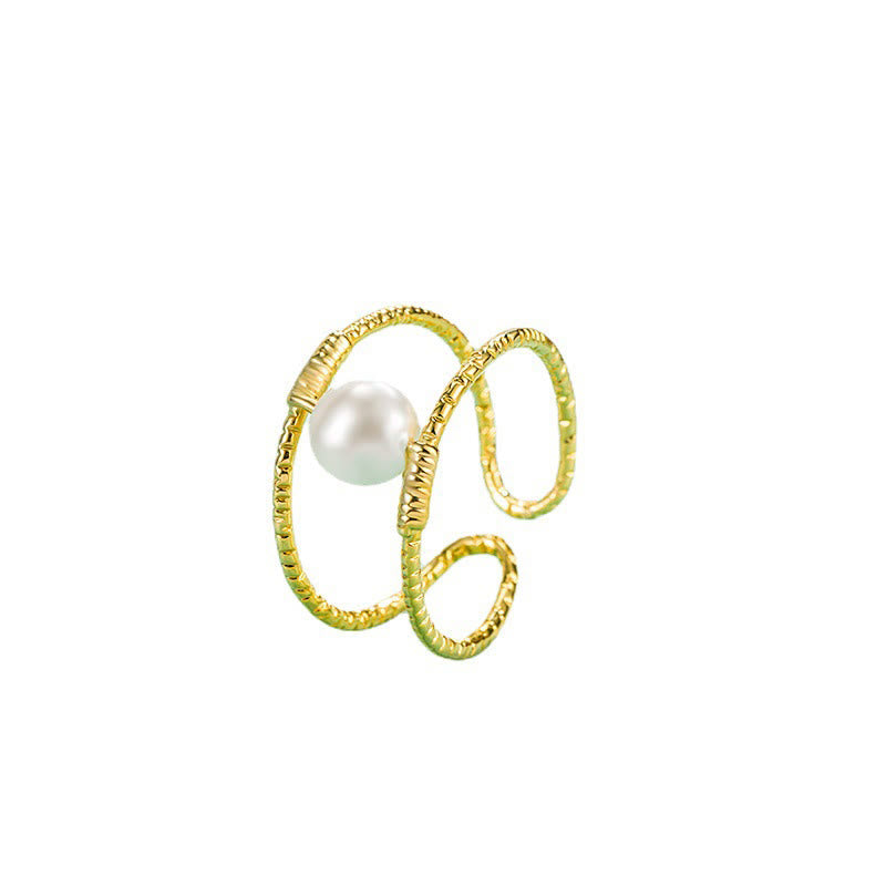 Buddha Stones Round Jade Pearl Bead Double Layer Copper Luck Adjustable Ring - image 14
