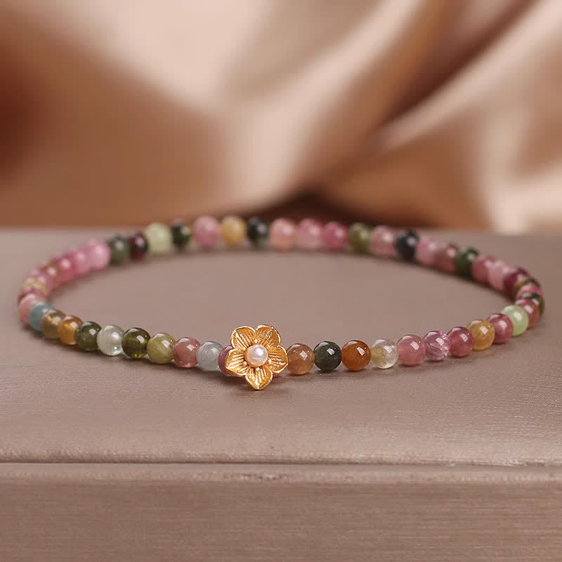 Buddha Stones Colorful Tourmaline Flowers Positive Bracelet - 4mm Tourmaline Lily of the valley bracelet(Wrist Circumference: 14-16cm) - image 10